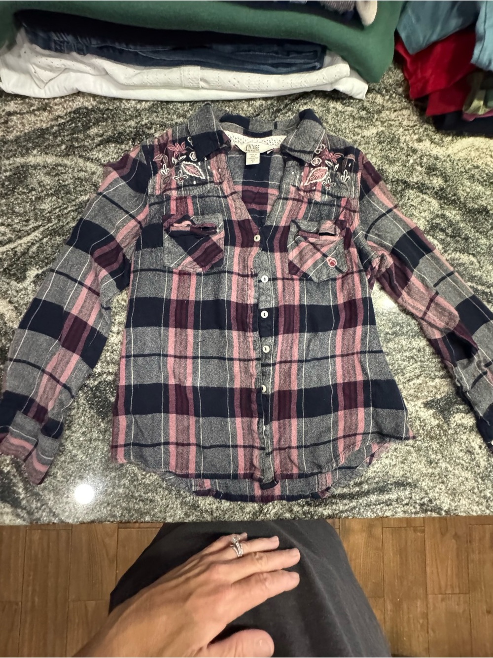 Vintage America Pink Plaid Button-Down Shirt